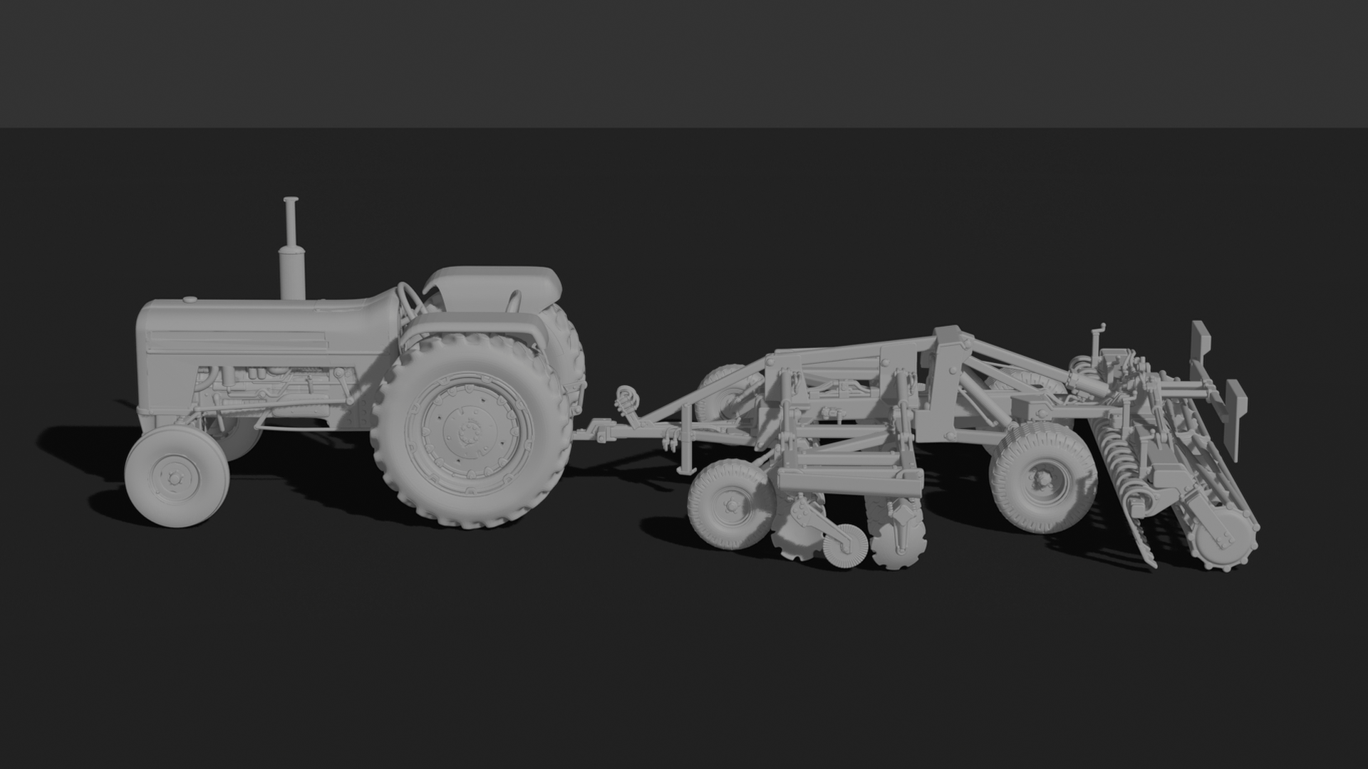 Farmall M with Disc Harrow STL 3D Print Model