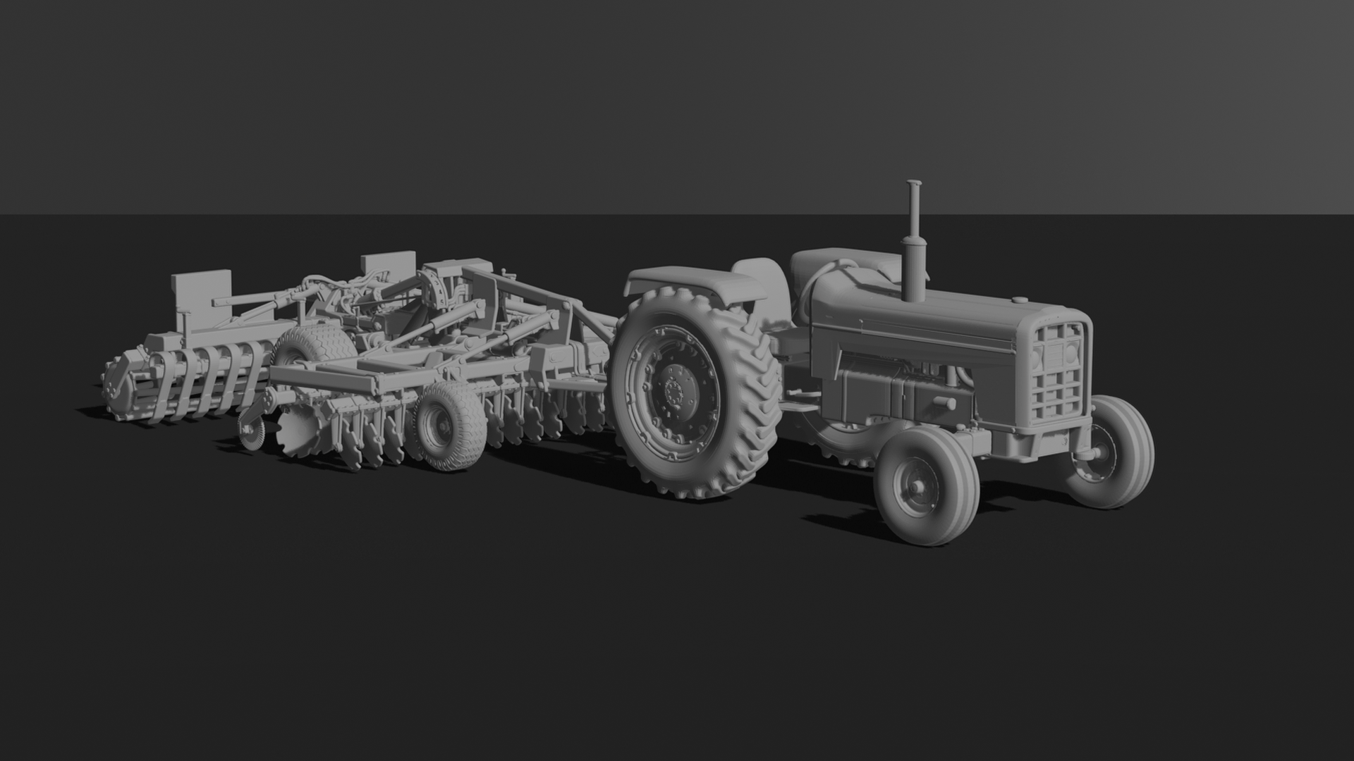 Farmall M with Disc Harrow STL 3D Print Model
