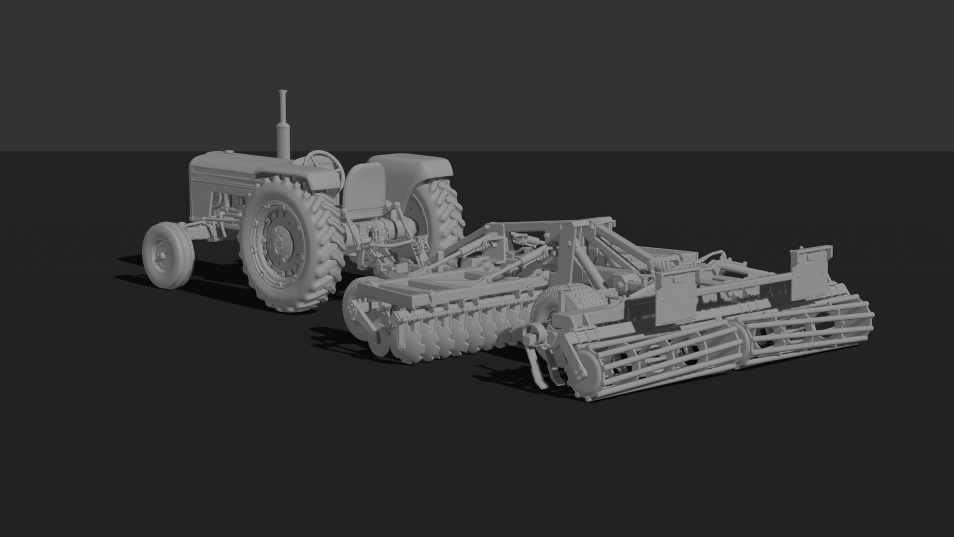 Farmall M with Disc Harrow STL 3D Print Model