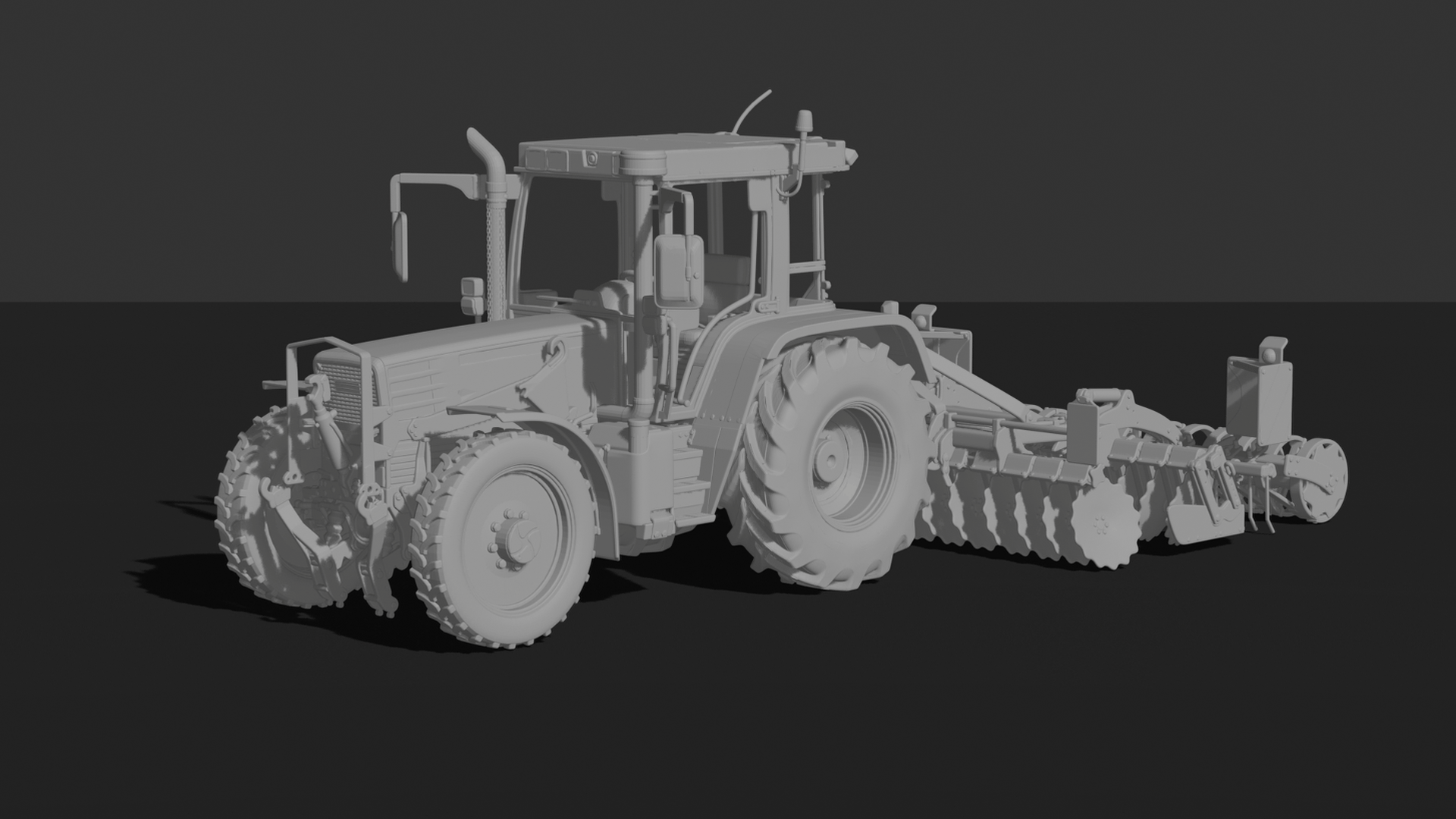Kirovets K-744 with Disc Harrow STL 3D Print Model