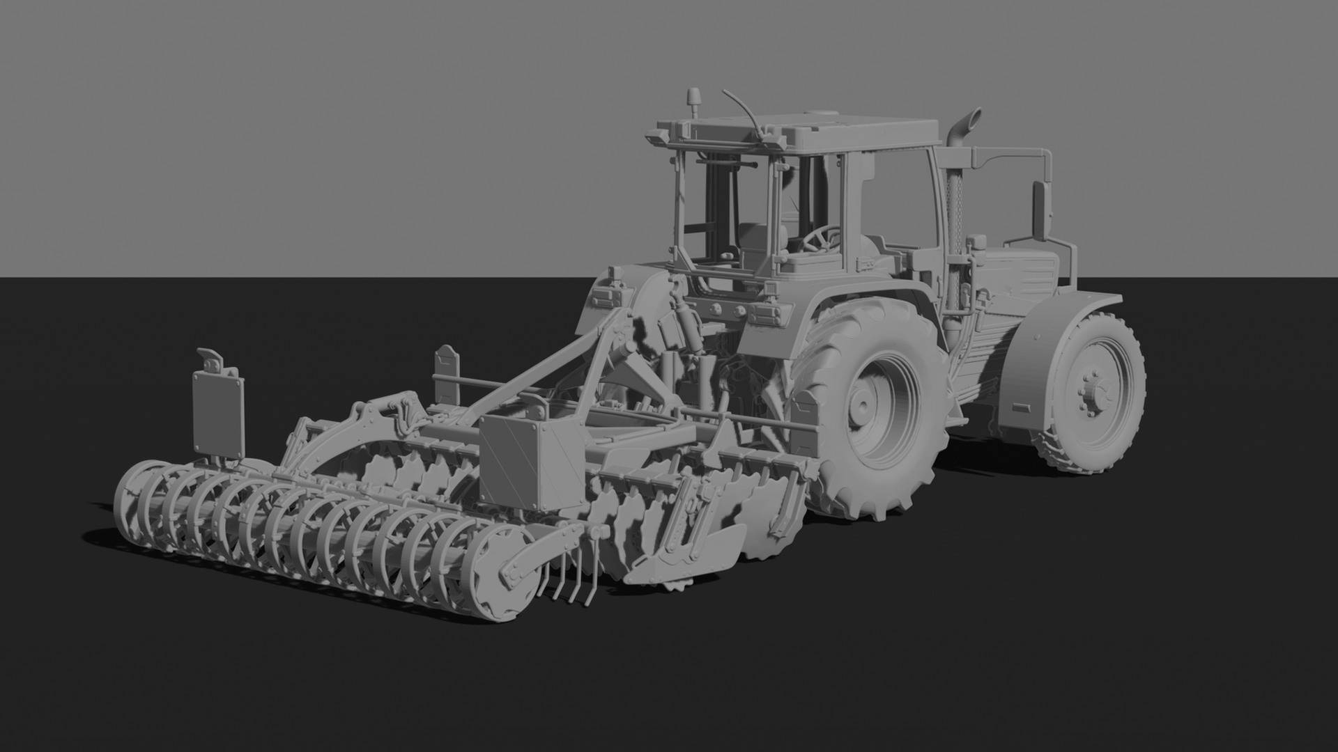 Kirovets K-744 with Disc Harrow STL 3D Print Model