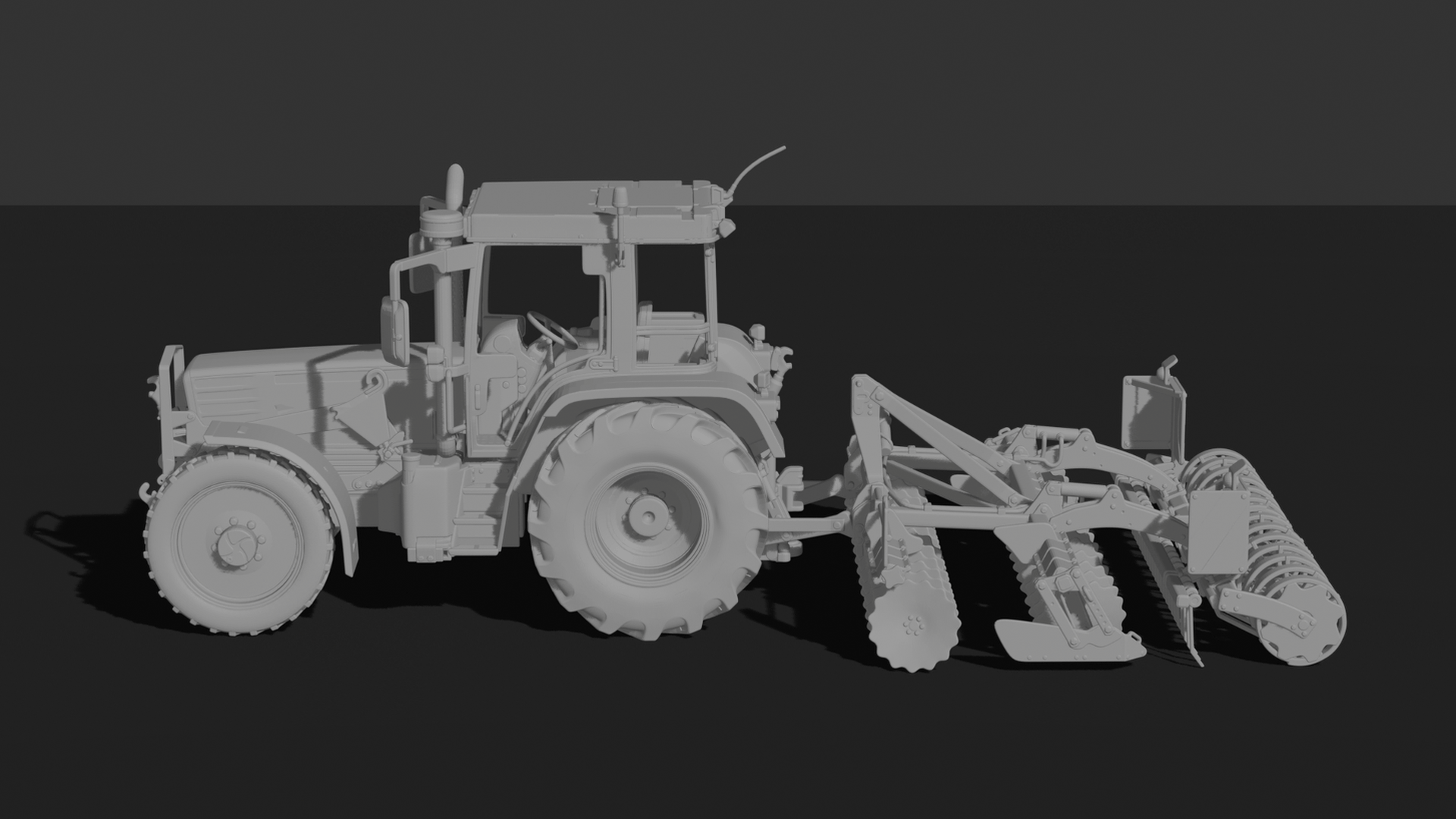 Kirovets K-744 with Disc Harrow STL 3D Print Model