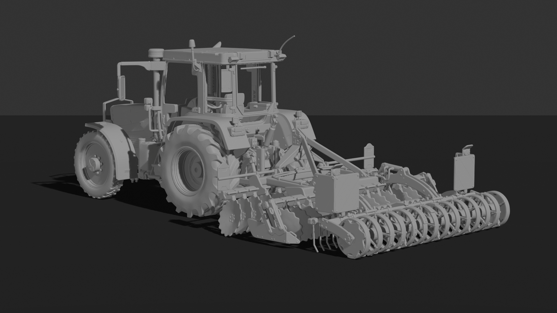Kirovets K-744 with Disc Harrow STL 3D Print Model