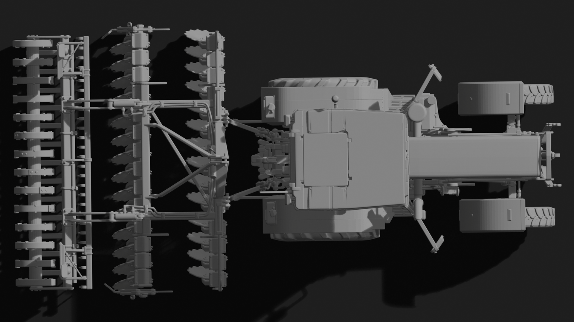 Kirovets K-744 with Disc Harrow STL 3D Print Model