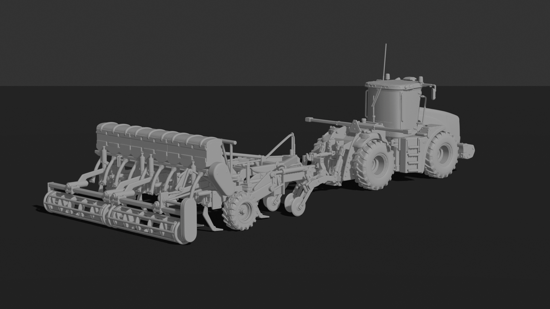 Kirovets K-744 Tractor with Disc Harrow STL 3D Print Model