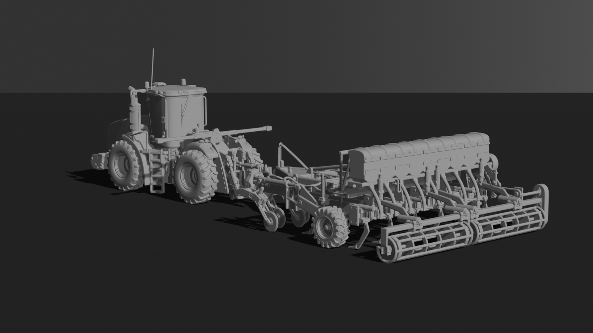 Kirovets K-744 Tractor with Disc Harrow STL 3D Print Model