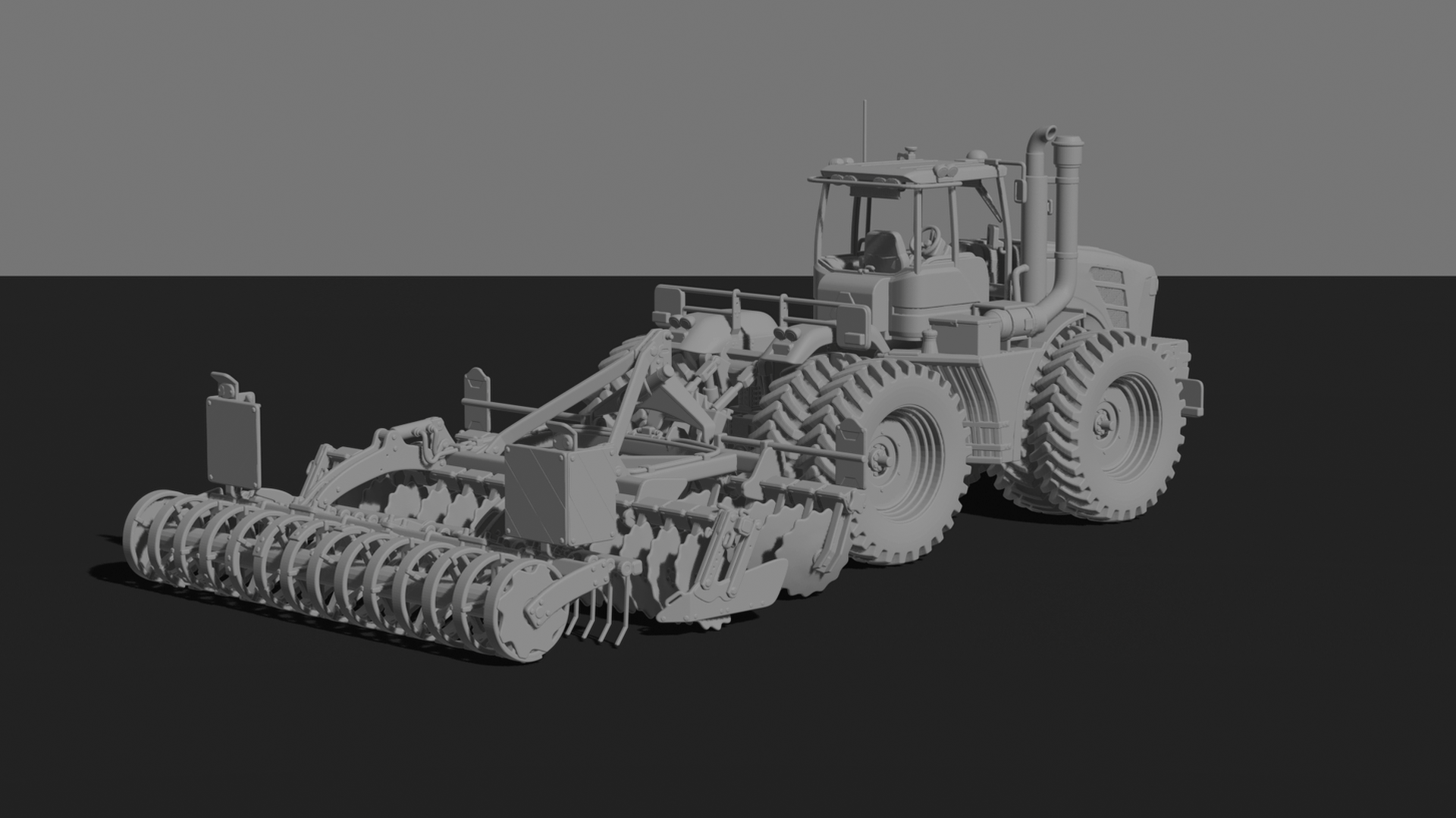 John Deere 9RX Tractor with Seed Drill STL 3D Print Model