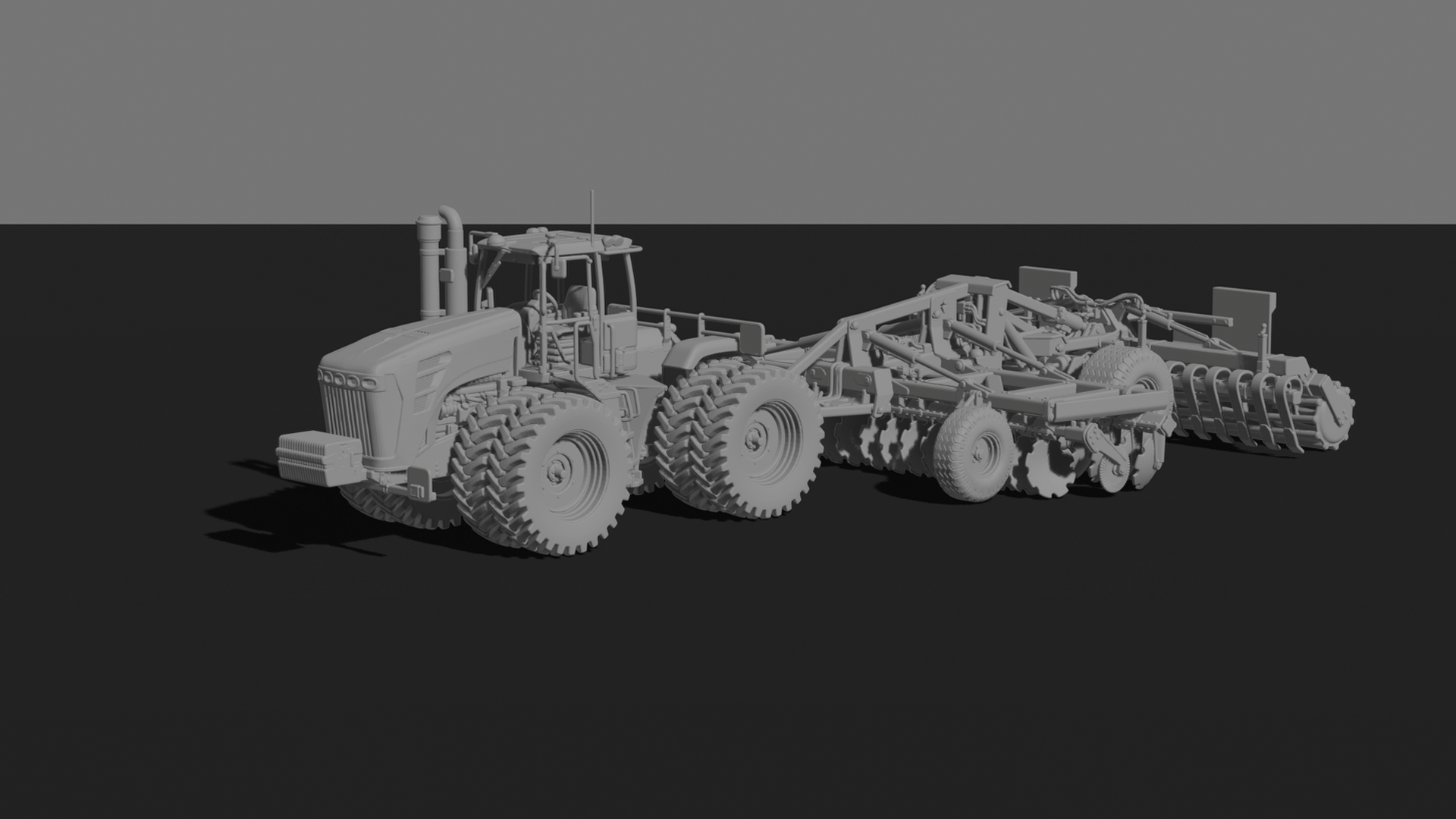 John Deere 9RX Tractor with Seed Drill STL 3D Print Model