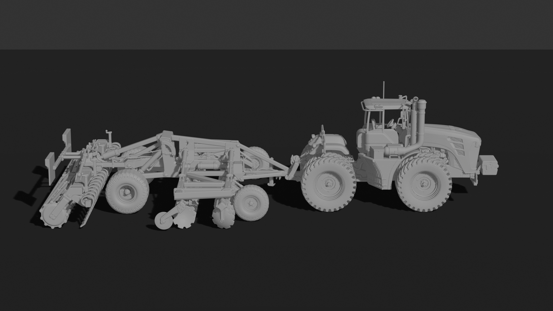 John Deere 9RX Tractor with Seed Drill STL 3D Print Model
