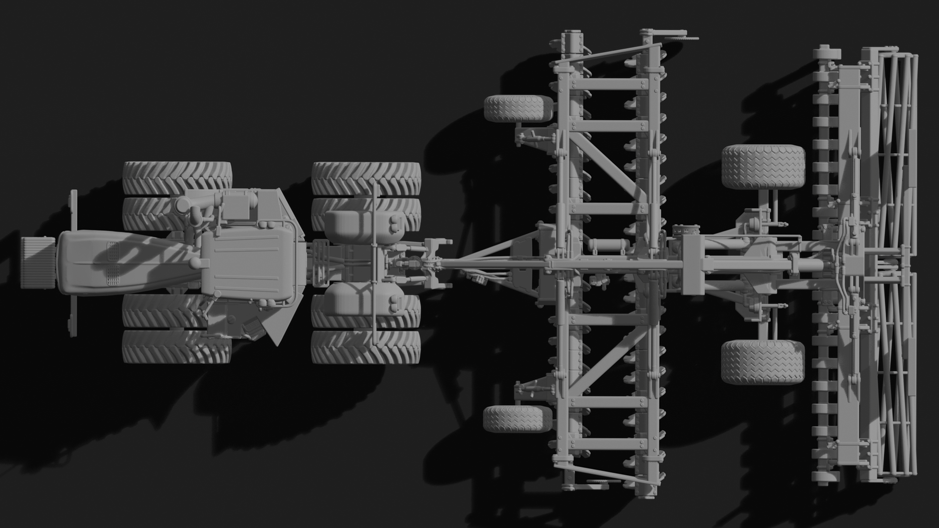 John Deere 9RX Tractor with Seed Drill STL 3D Print Model