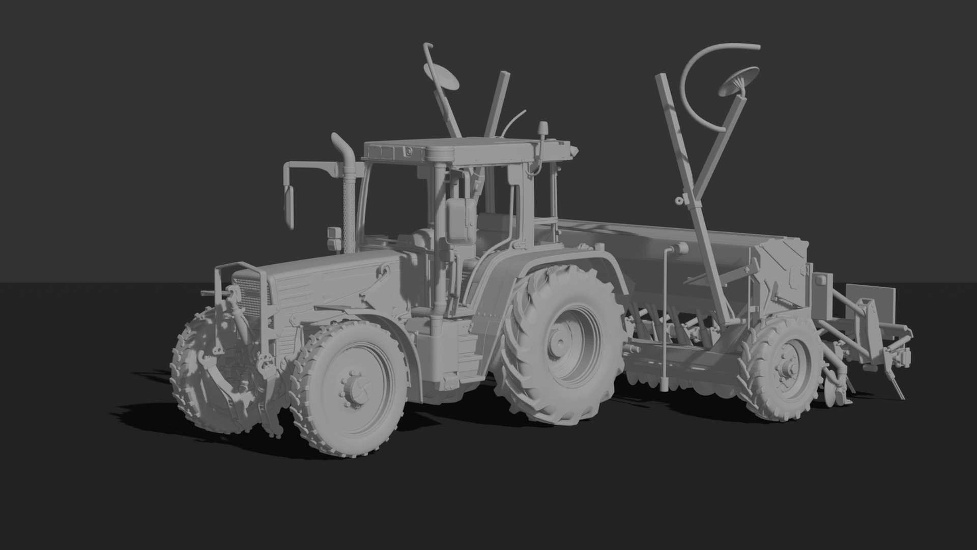 Kirovets K-744 Tractor with Seed Drill STL 3D Print Model