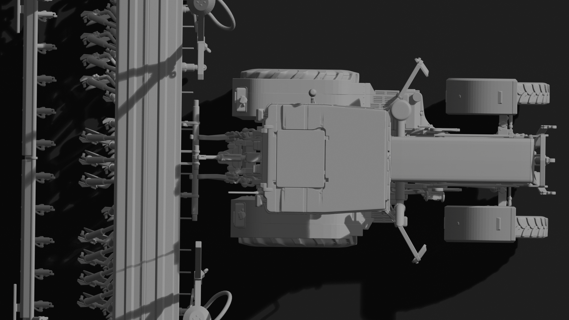 Kirovets K-744 Tractor with Seed Drill STL 3D Print Model