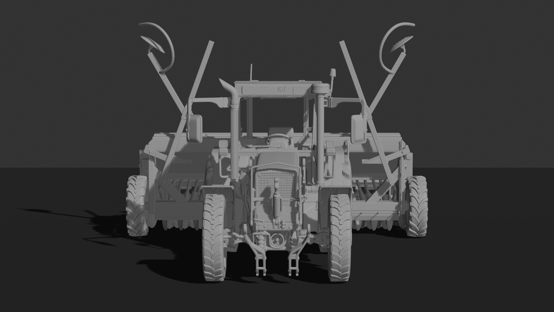 Kirovets K-744 Tractor with Seed Drill STL 3D Print Model