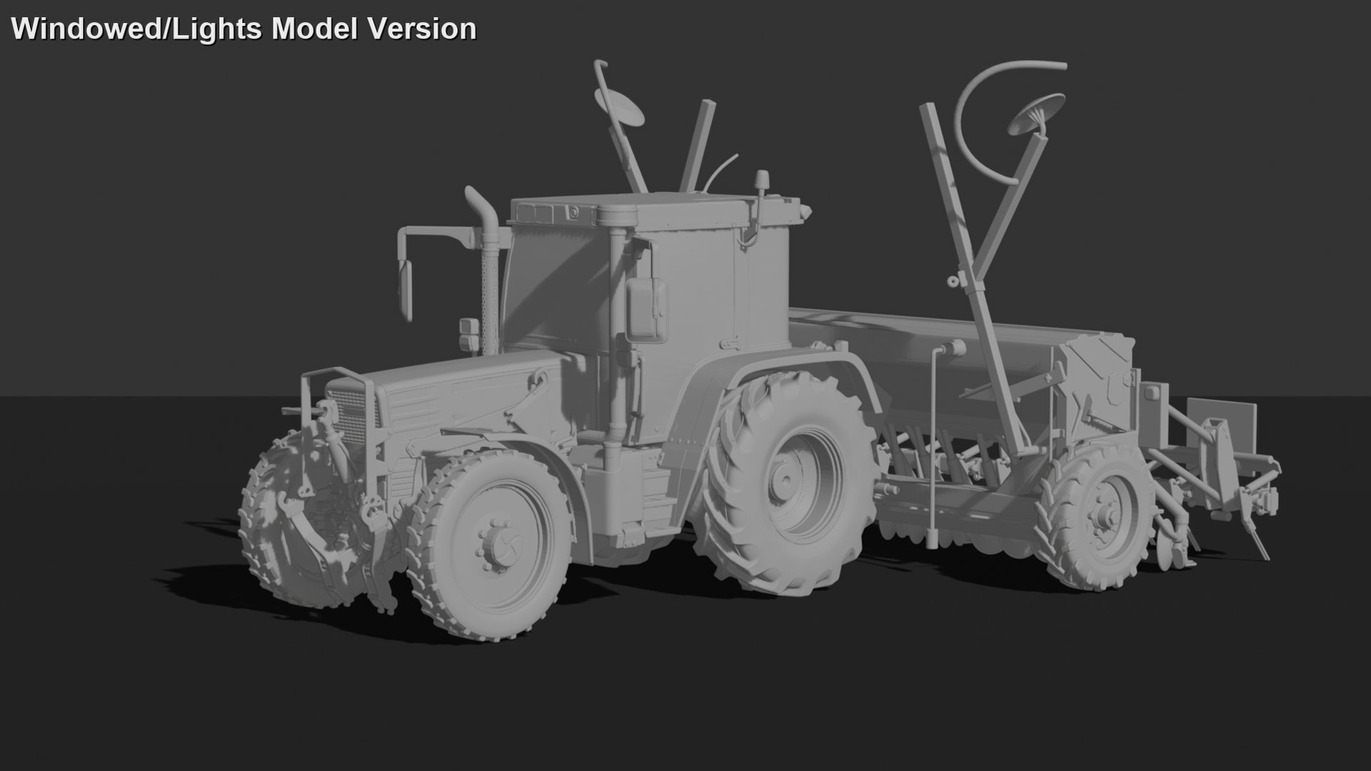 Kirovets K-744 Tractor with Seed Drill STL 3D Print Model