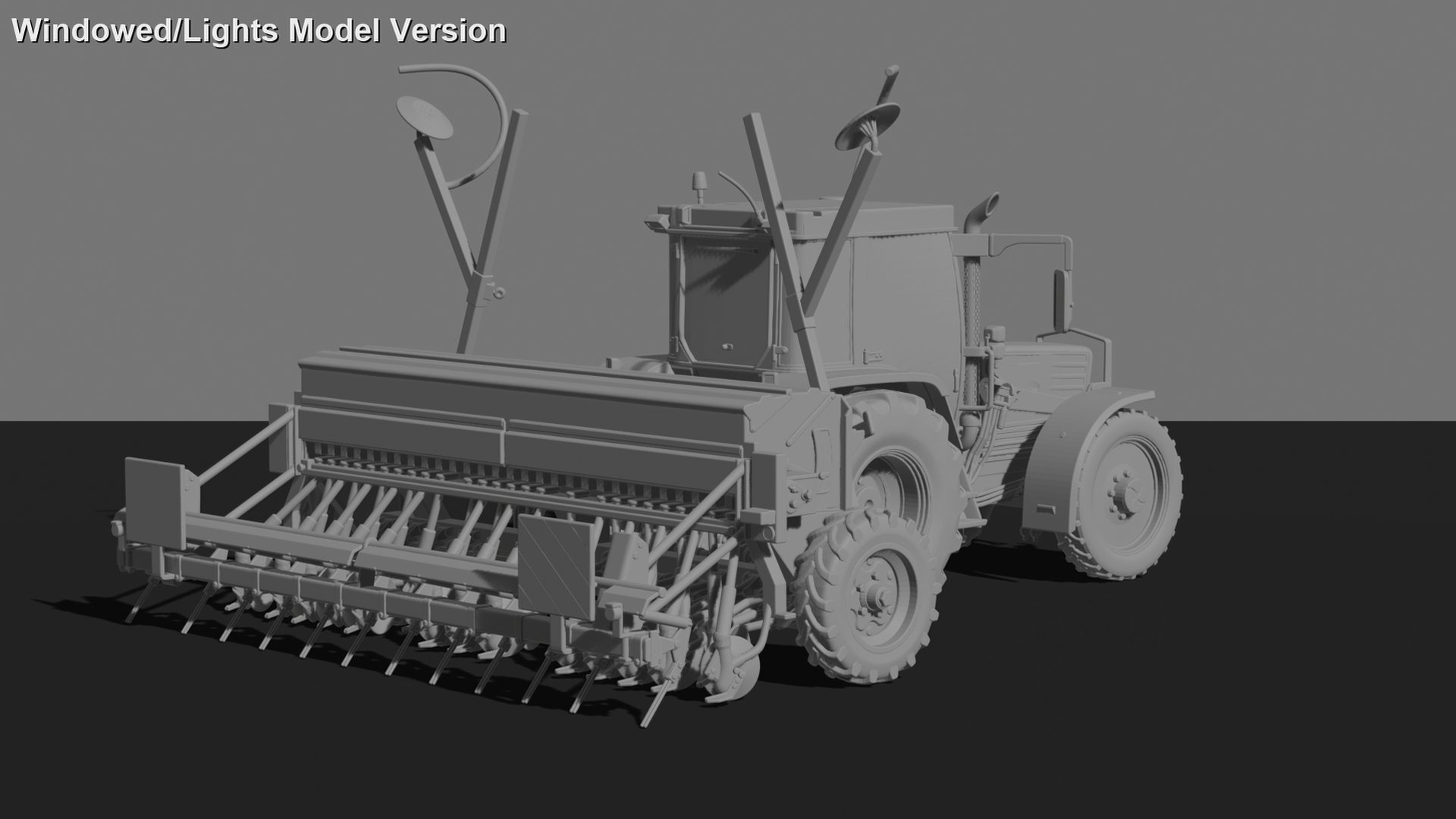 Kirovets K-744 Tractor with Seed Drill STL 3D Print Model