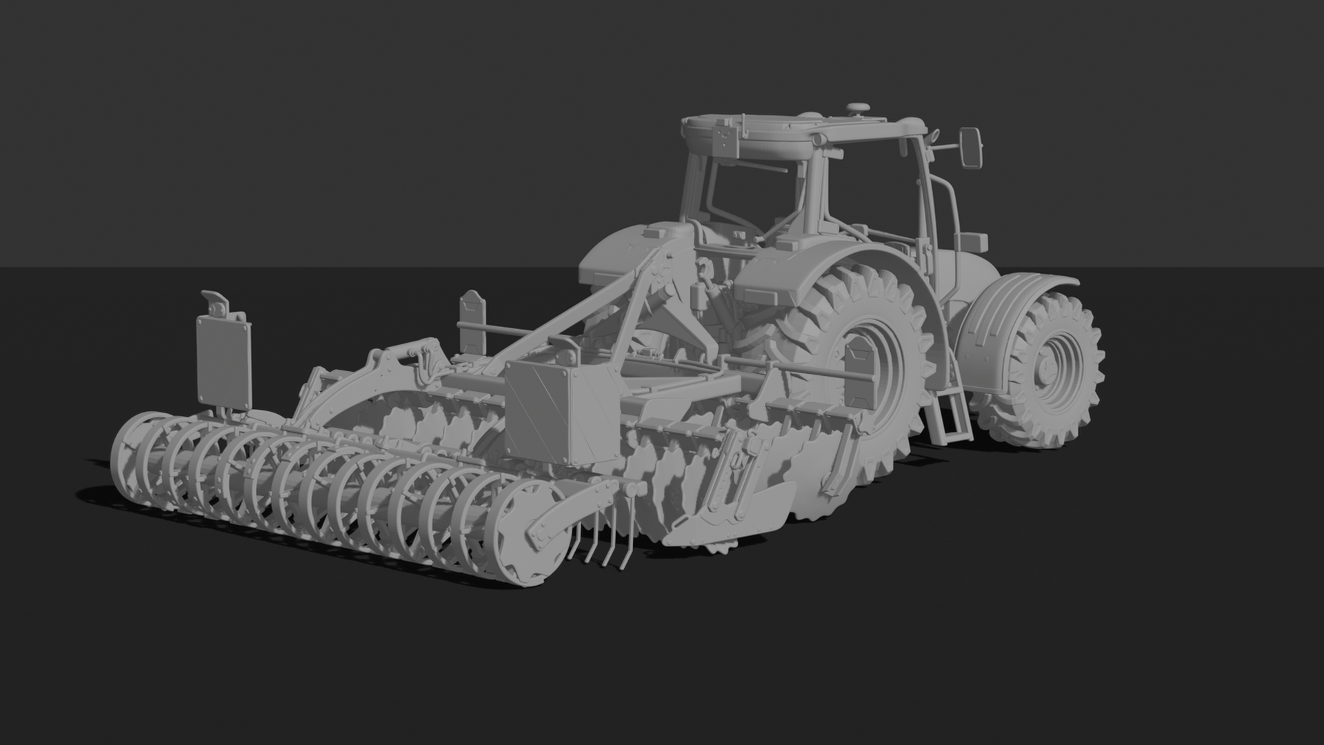 Fendt 1000 Vario Tractor with Seed Drill STL 3D Print Model