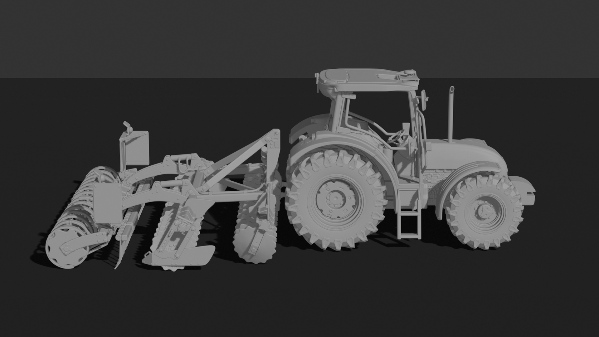 Fendt 1000 Vario Tractor with Seed Drill STL 3D Print Model