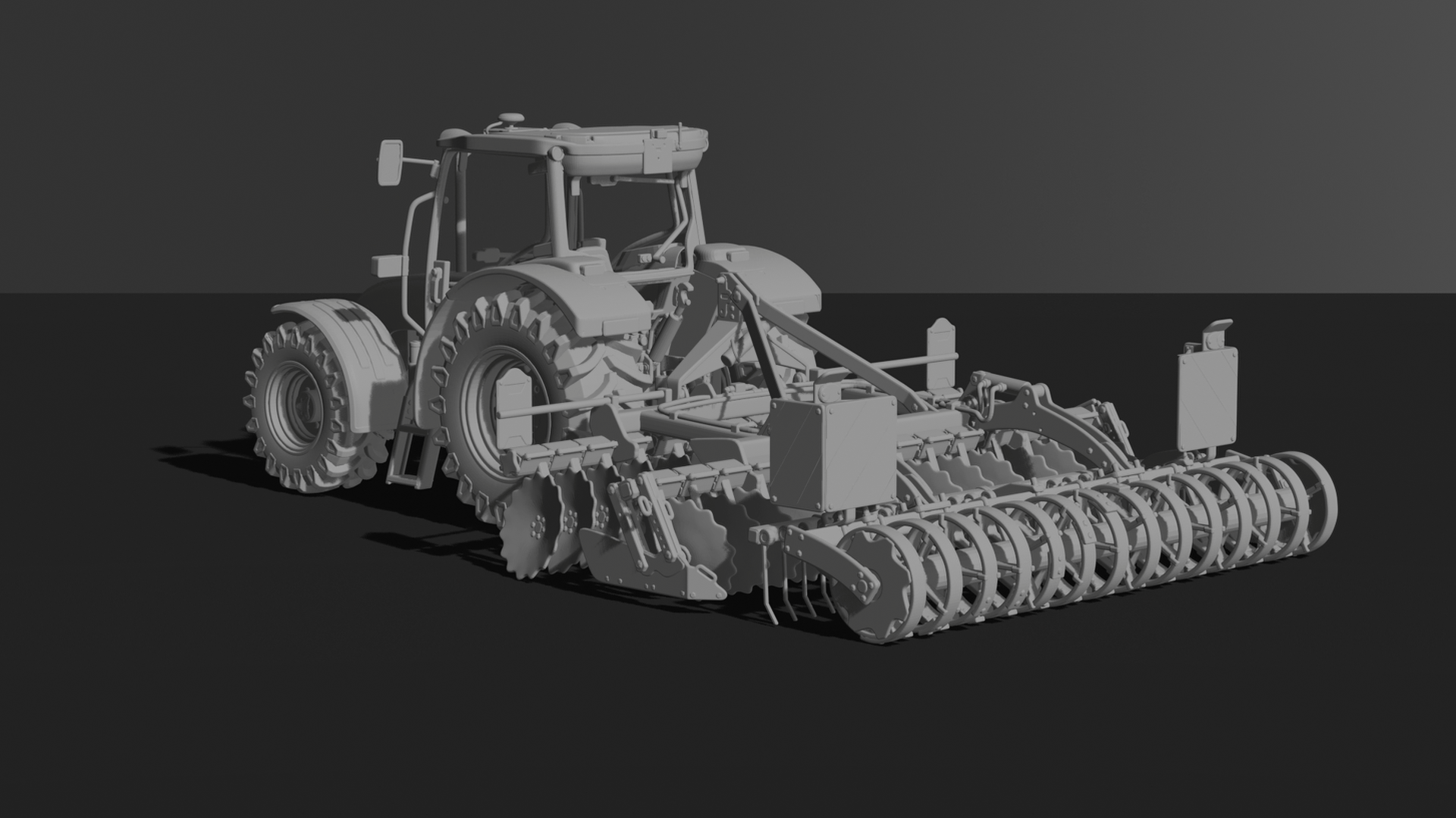 Fendt 1000 Vario Tractor with Seed Drill STL 3D Print Model