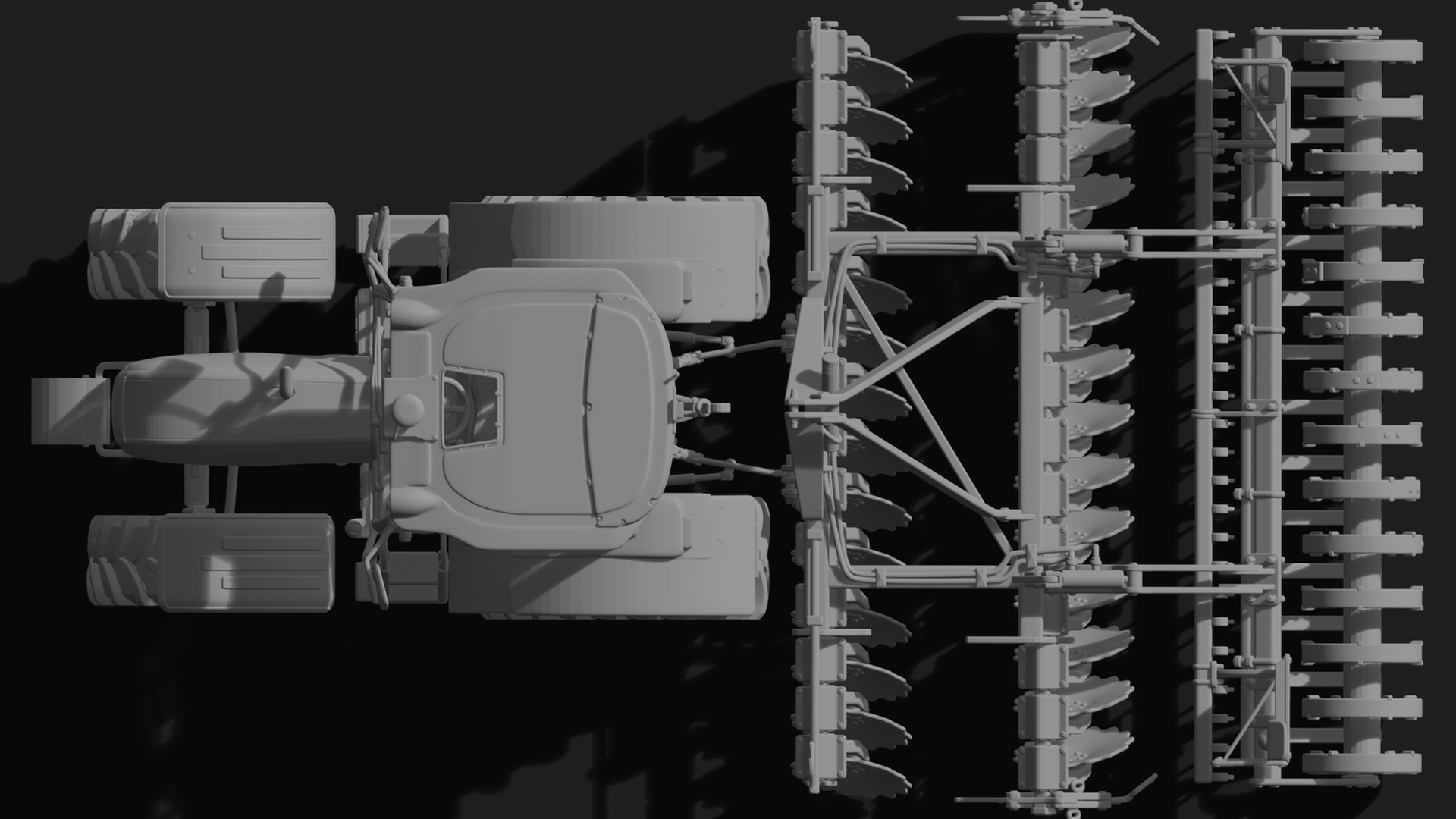 Fendt 1000 Vario Tractor with Seed Drill STL 3D Print Model
