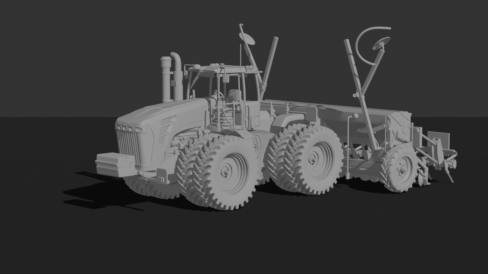 Kirovets K-744 Tractor with Seed Drill STL 3D Print Model