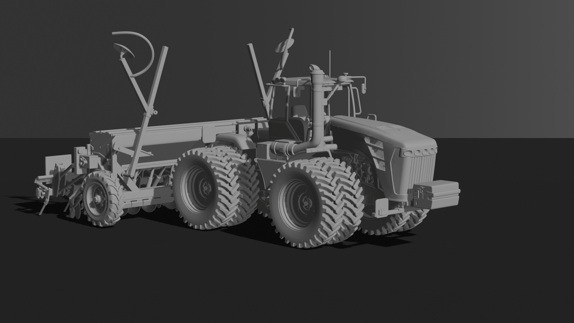 Kirovets K-744 Tractor with Seed Drill STL 3D Print Model