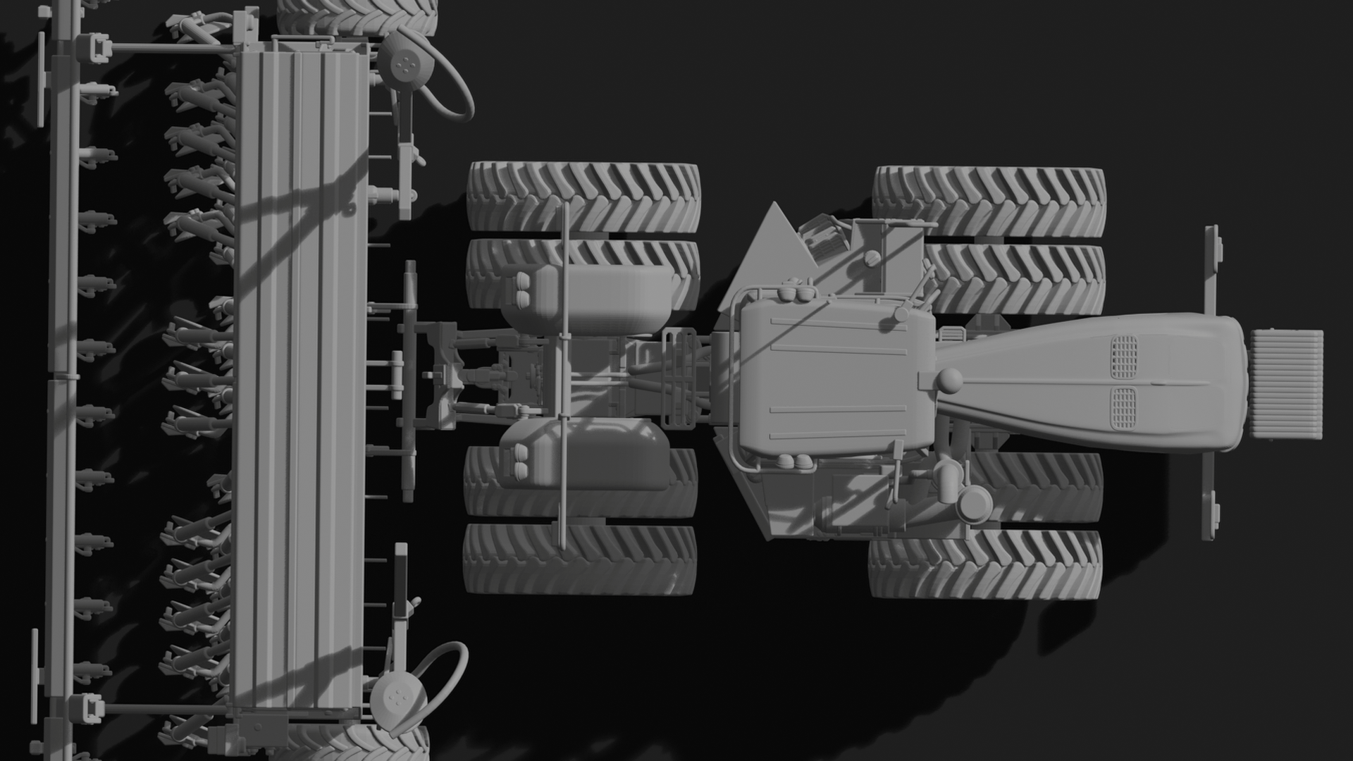 Kirovets K-744 Tractor with Seed Drill STL 3D Print Model