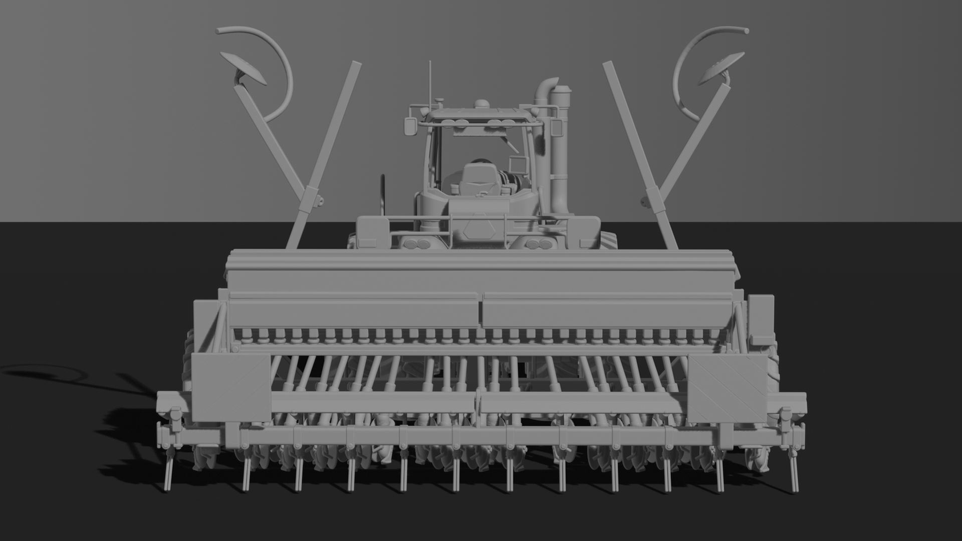 Kirovets K-744 Tractor with Seed Drill STL 3D Print Model