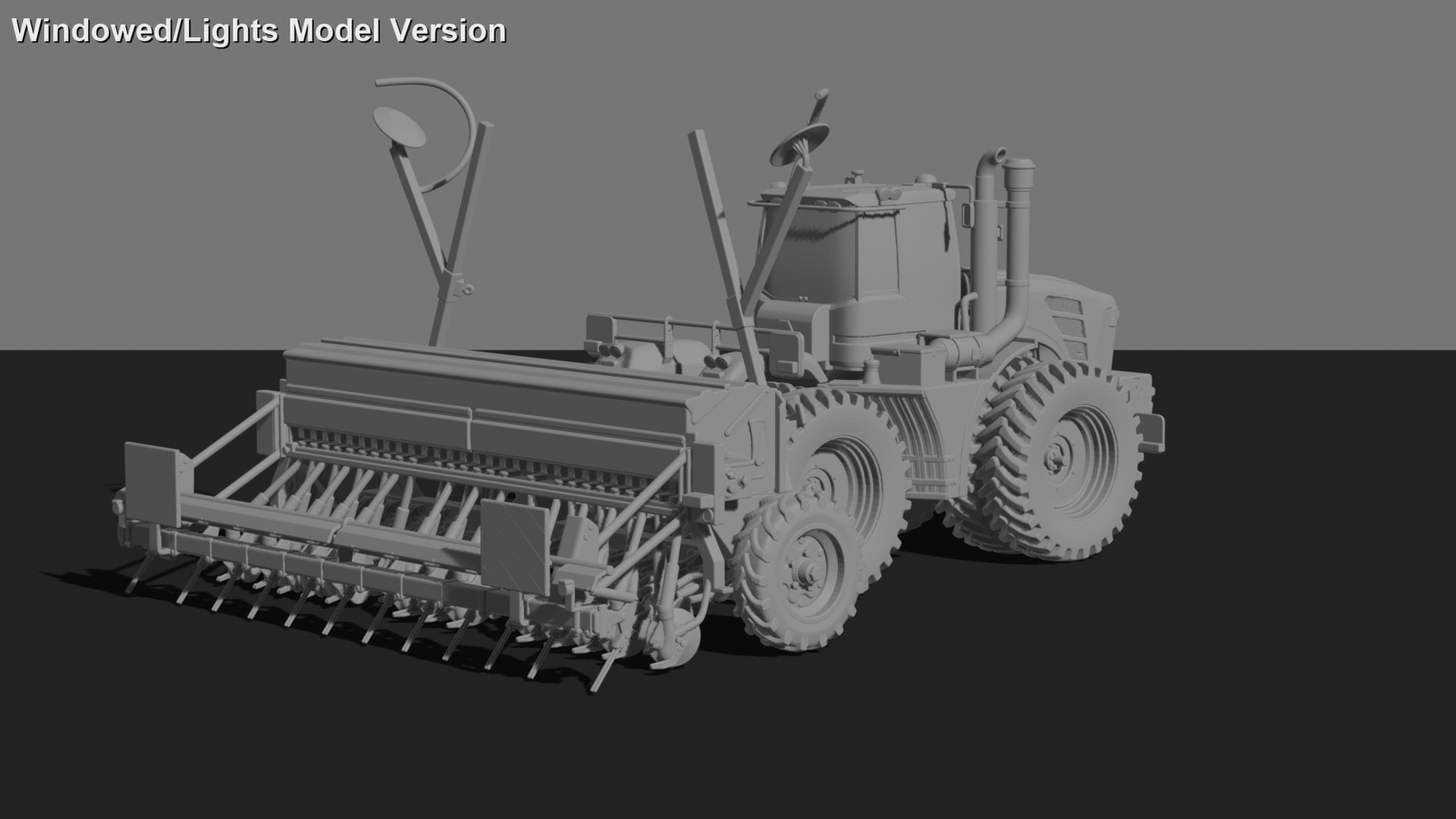 Kirovets K-744 Tractor with Seed Drill STL 3D Print Model