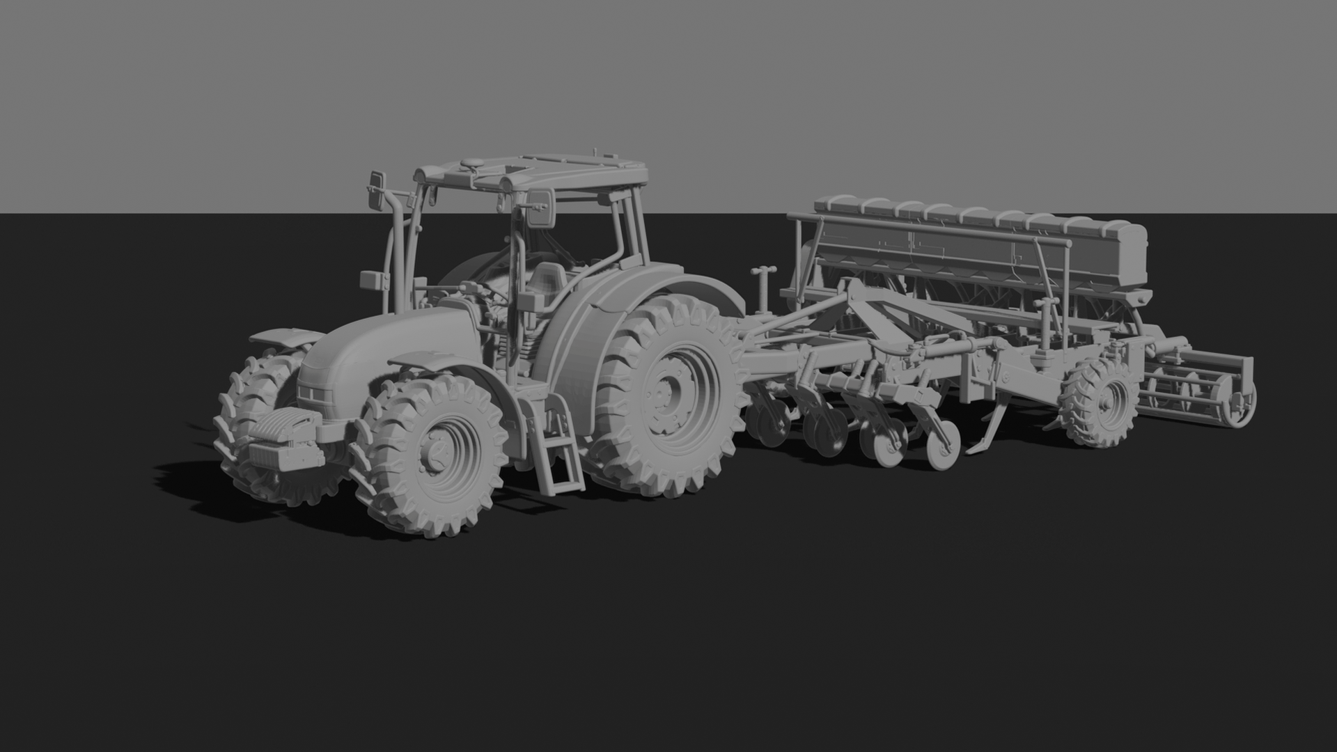 Valtra T Series Tractor with Seed Drill STL 3D Print Model
