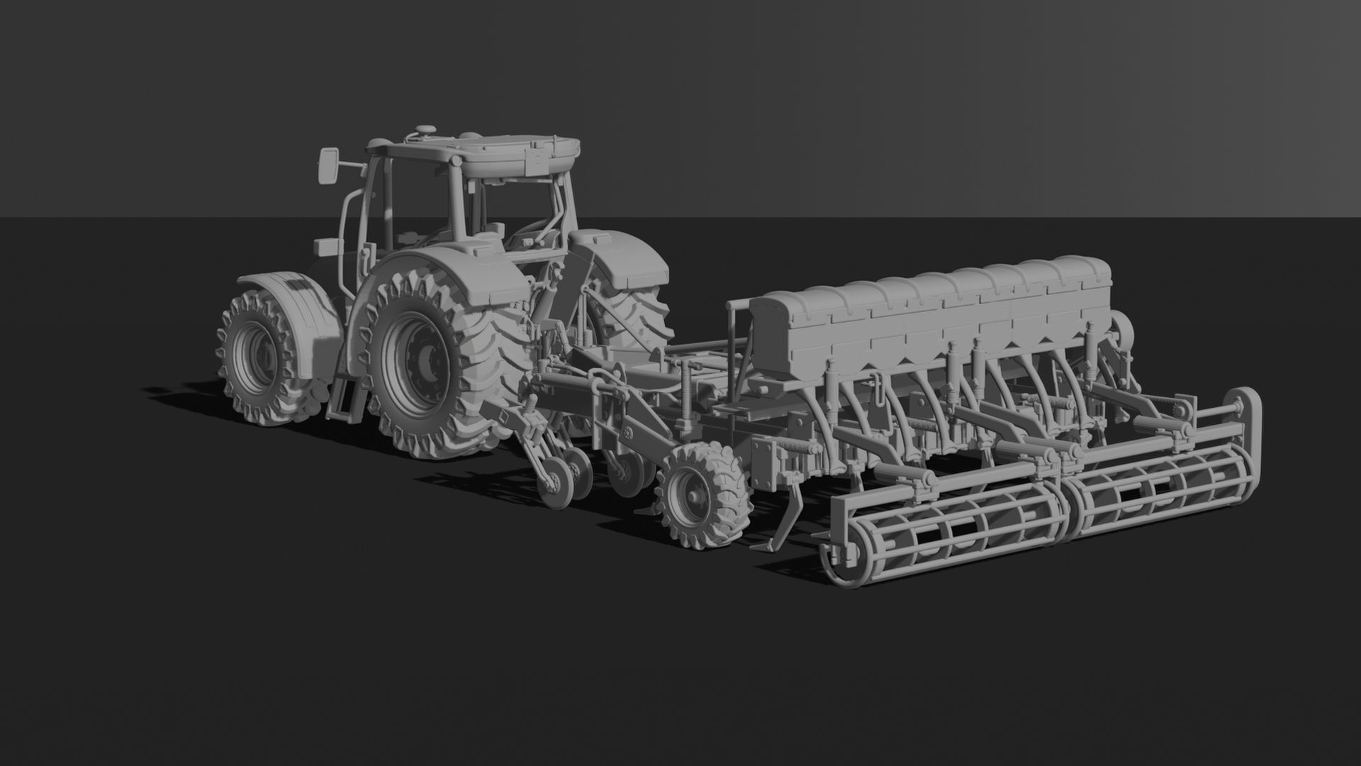 Valtra T Series Tractor with Seed Drill STL 3D Print Model