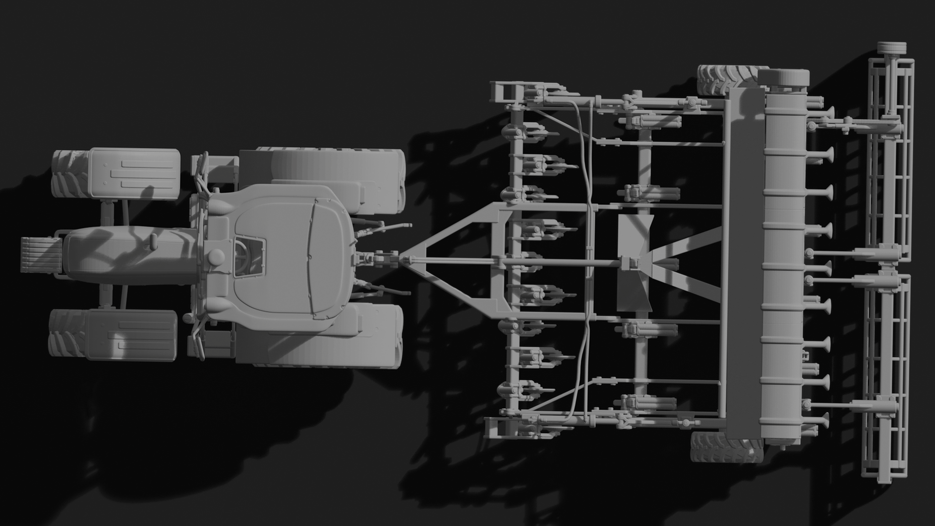 Valtra T Series Tractor with Seed Drill STL 3D Print Model