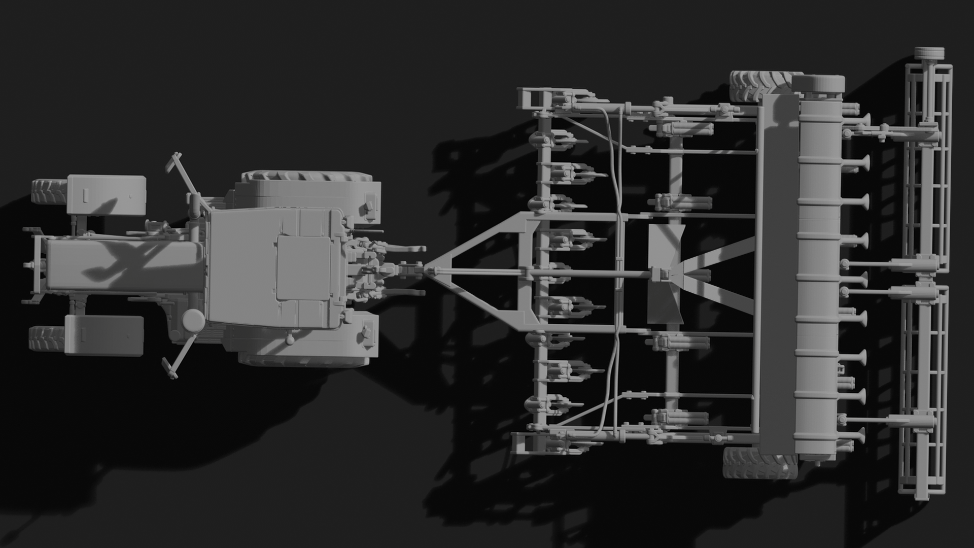 Kirovets K-744 Tractor with Seed Drill STL 3D Print Model
