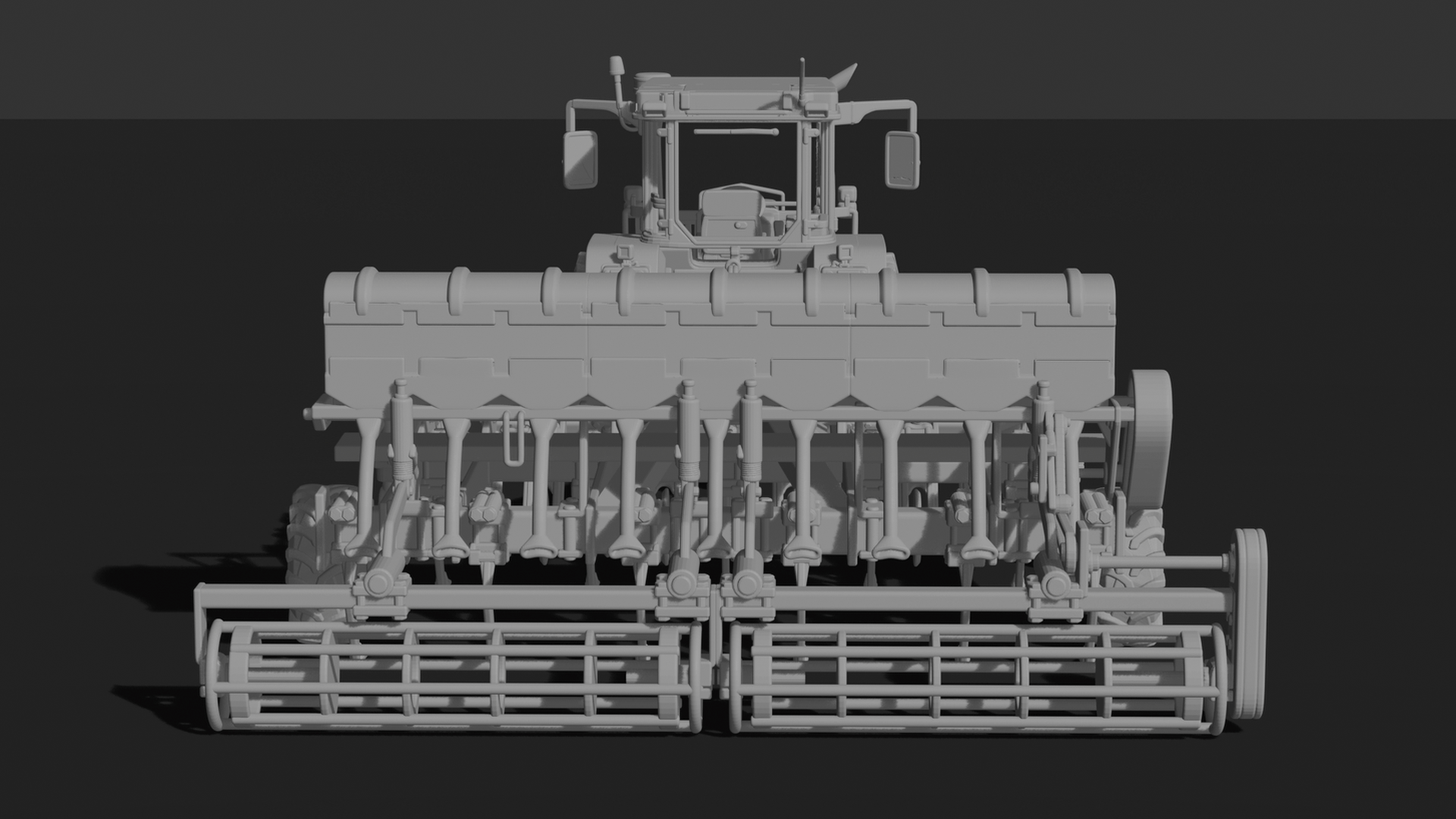 Kirovets K-744 Tractor with Seed Drill STL 3D Print Model