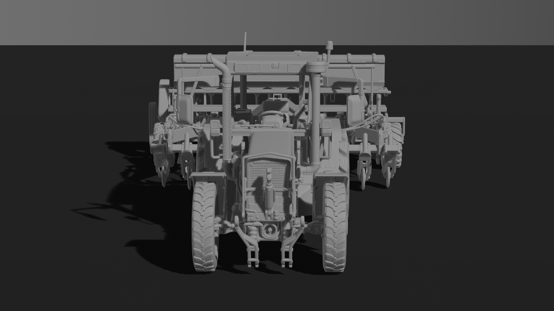 Kirovets K-744 Tractor with Seed Drill STL 3D Print Model