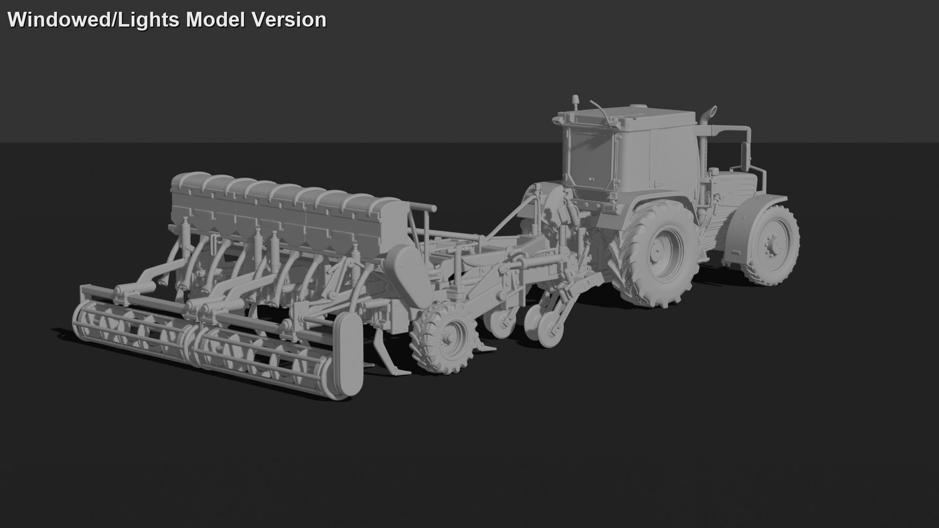 Kirovets K-744 Tractor with Seed Drill STL 3D Print Model
