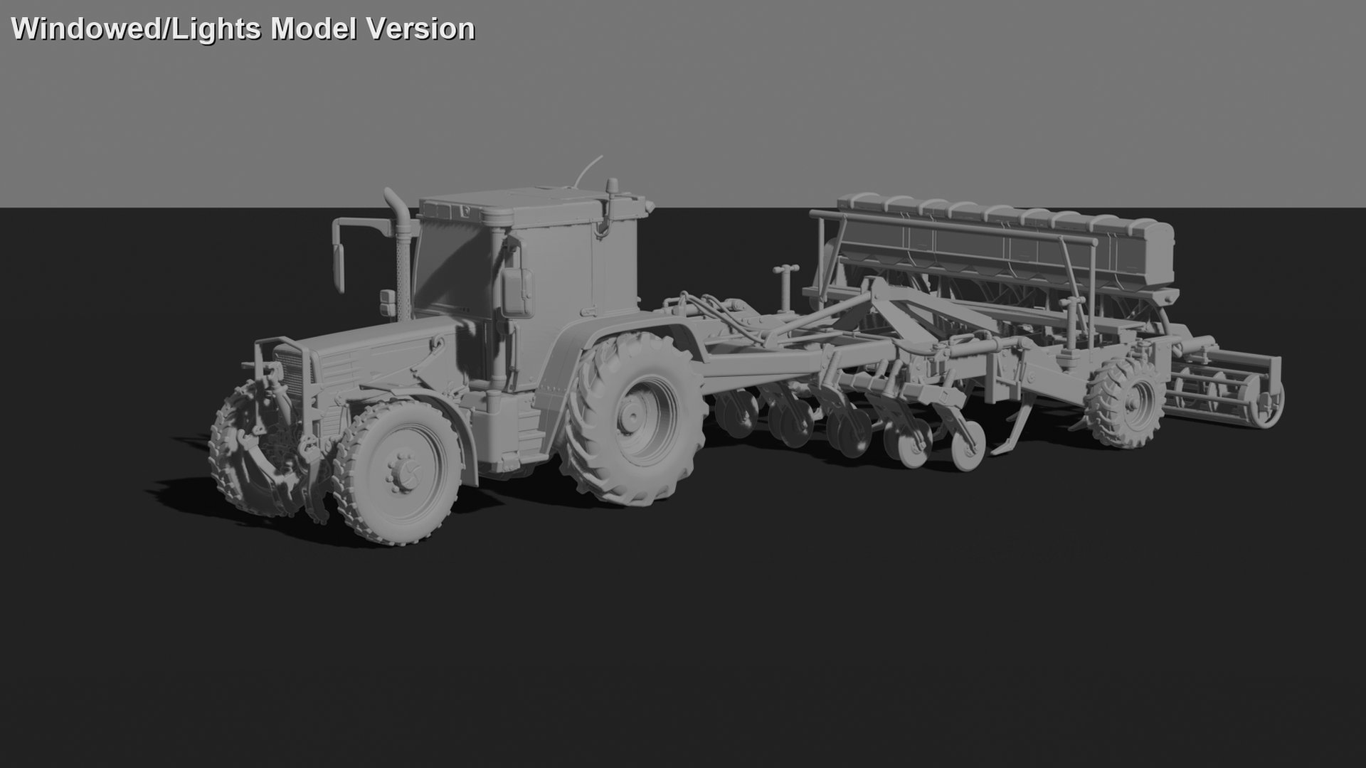 Kirovets K-744 Tractor with Seed Drill STL 3D Print Model