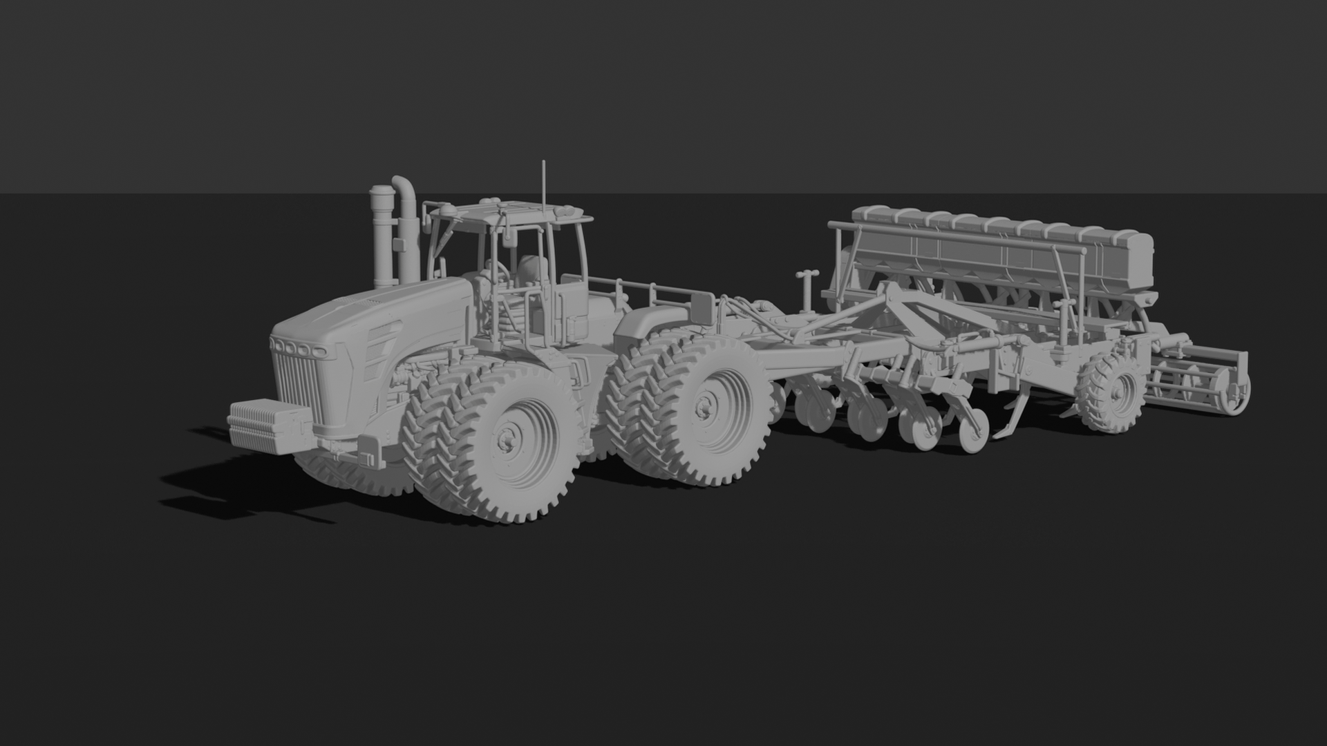 John Deere 9RX Tractor with Seed Drill STL 3D Print Model