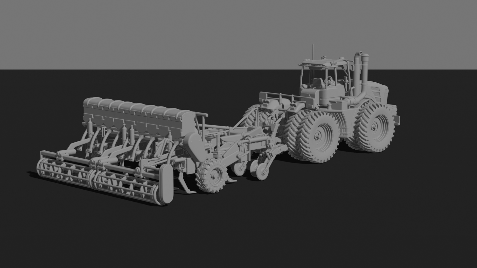 John Deere 9RX Tractor with Seed Drill STL 3D Print Model