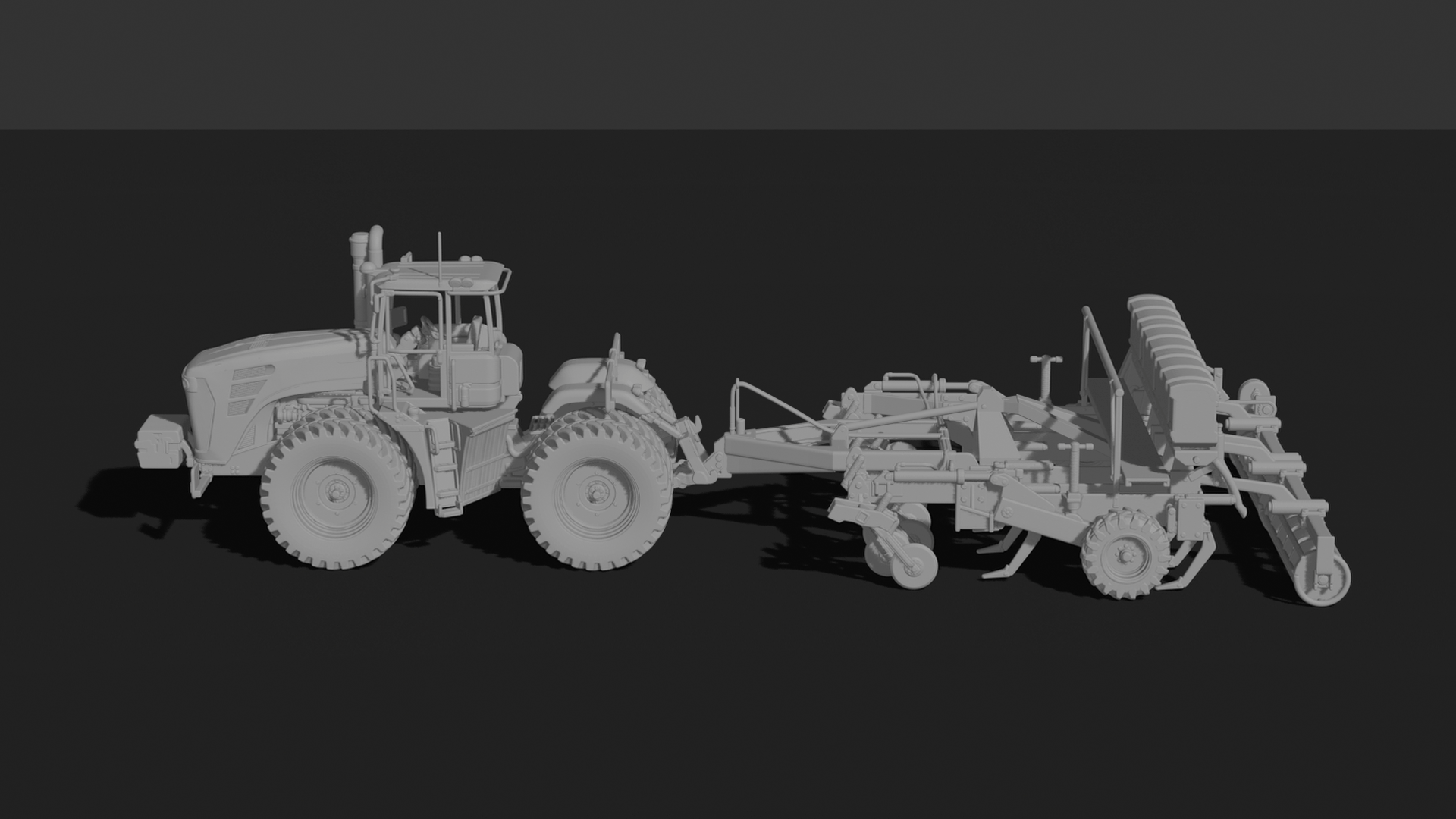 John Deere 9RX Tractor with Seed Drill STL 3D Print Model