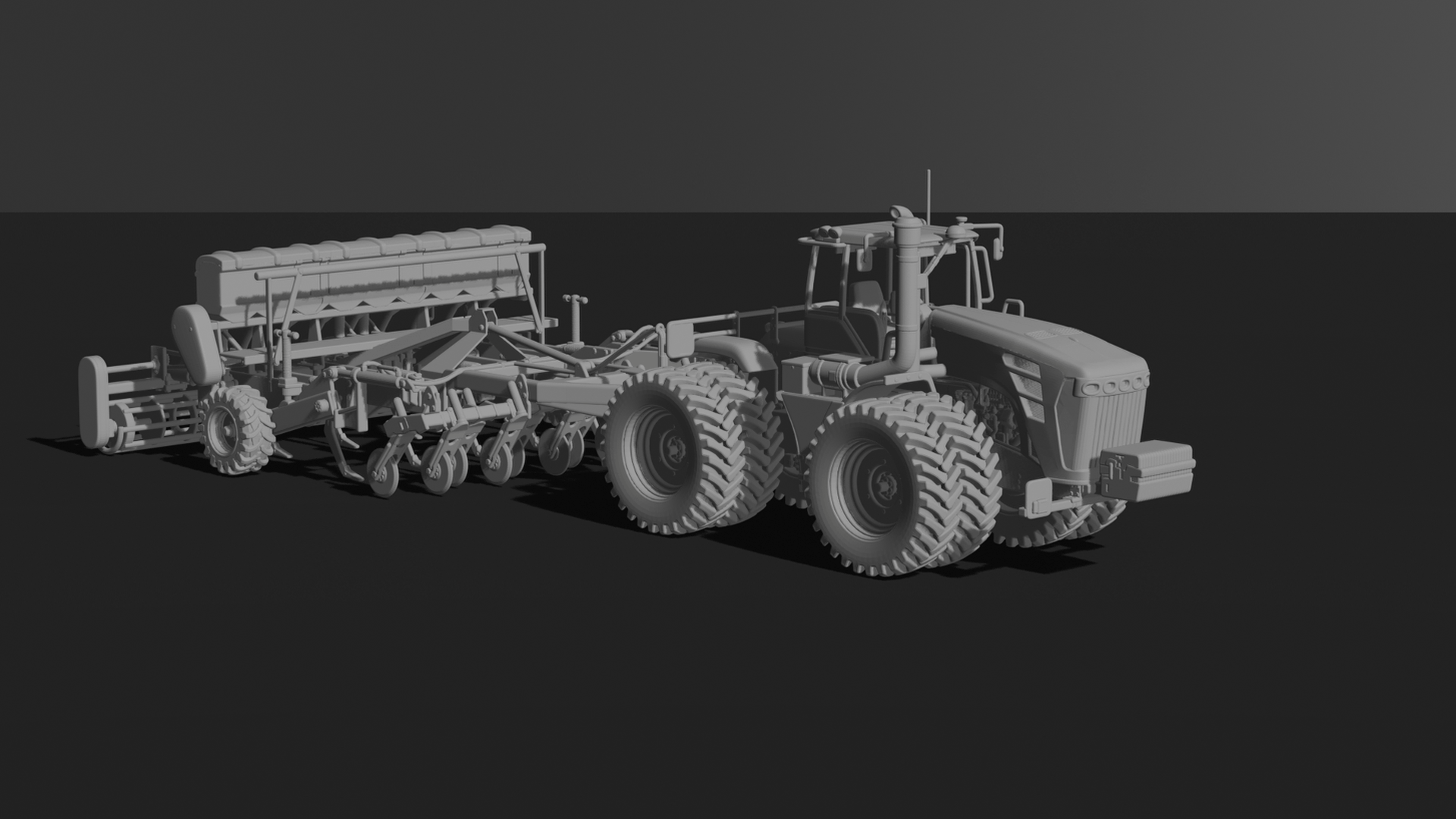 John Deere 9RX Tractor with Seed Drill STL 3D Print Model