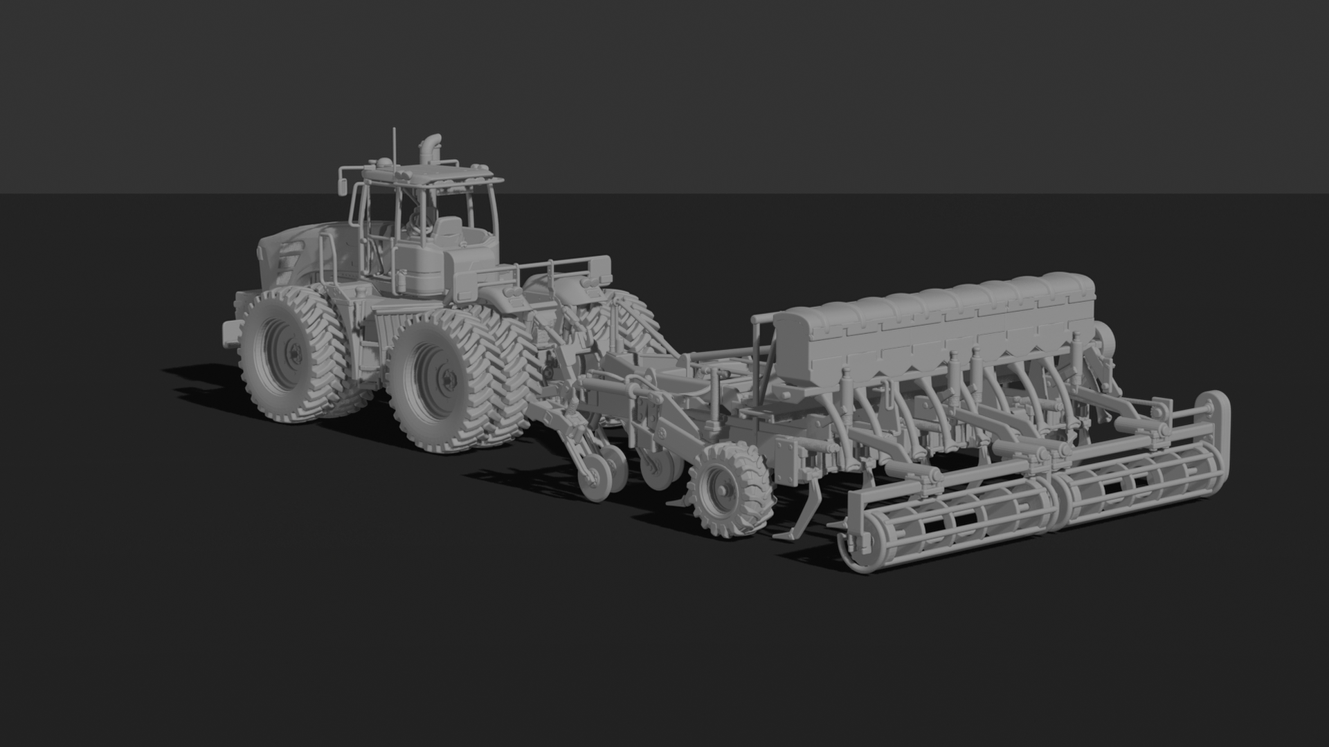 John Deere 9RX Tractor with Seed Drill STL 3D Print Model