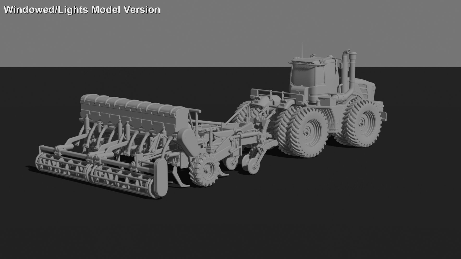 John Deere 9RX Tractor with Seed Drill STL 3D Print Model