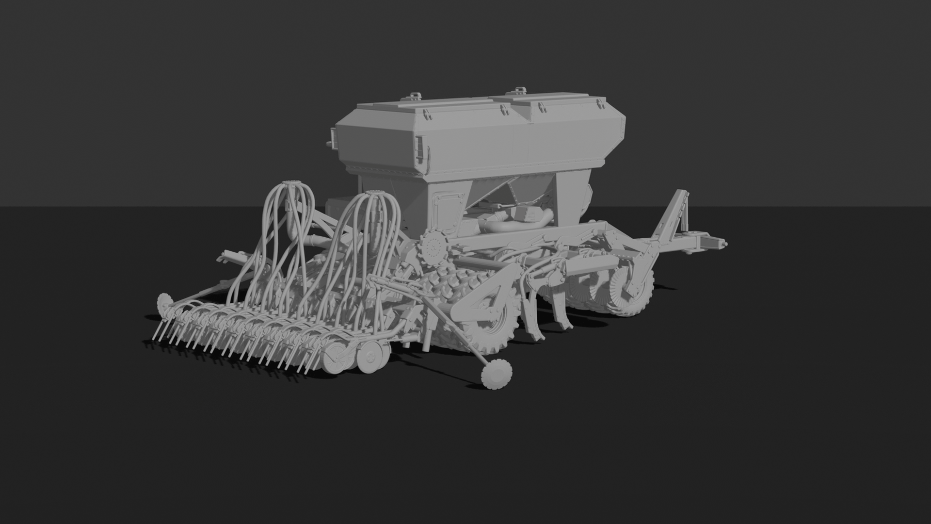 Trailed Pneumatic Planter Seeder STL 3D Print Model