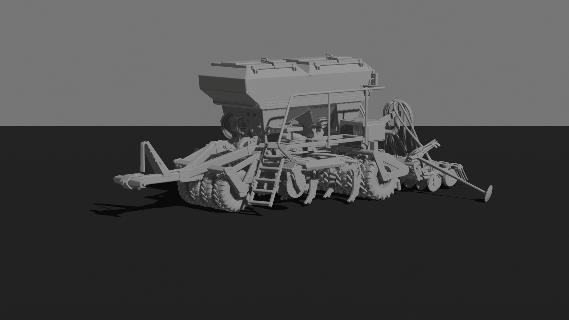 Trailed Pneumatic Planter Seeder STL 3D Print Model