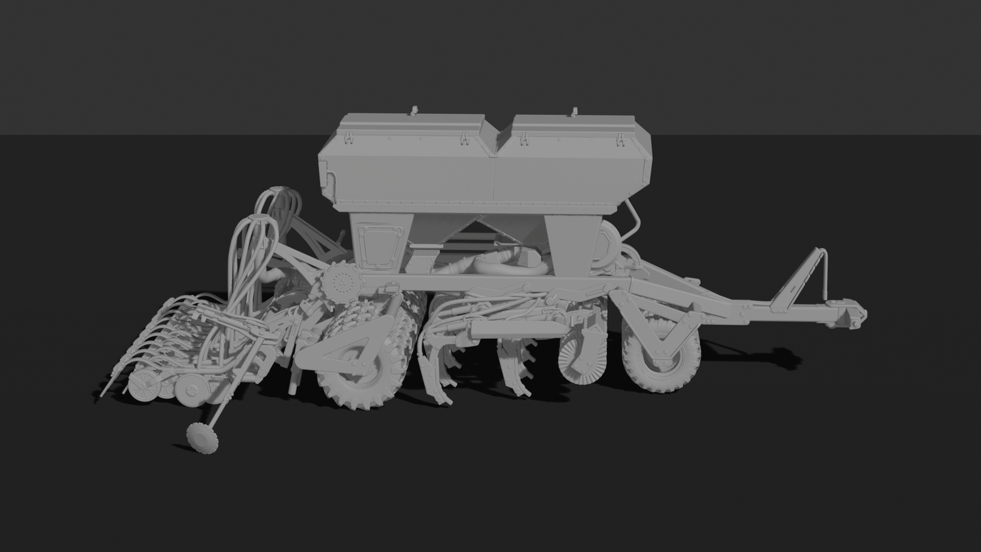 Trailed Pneumatic Planter Seeder STL 3D Print Model