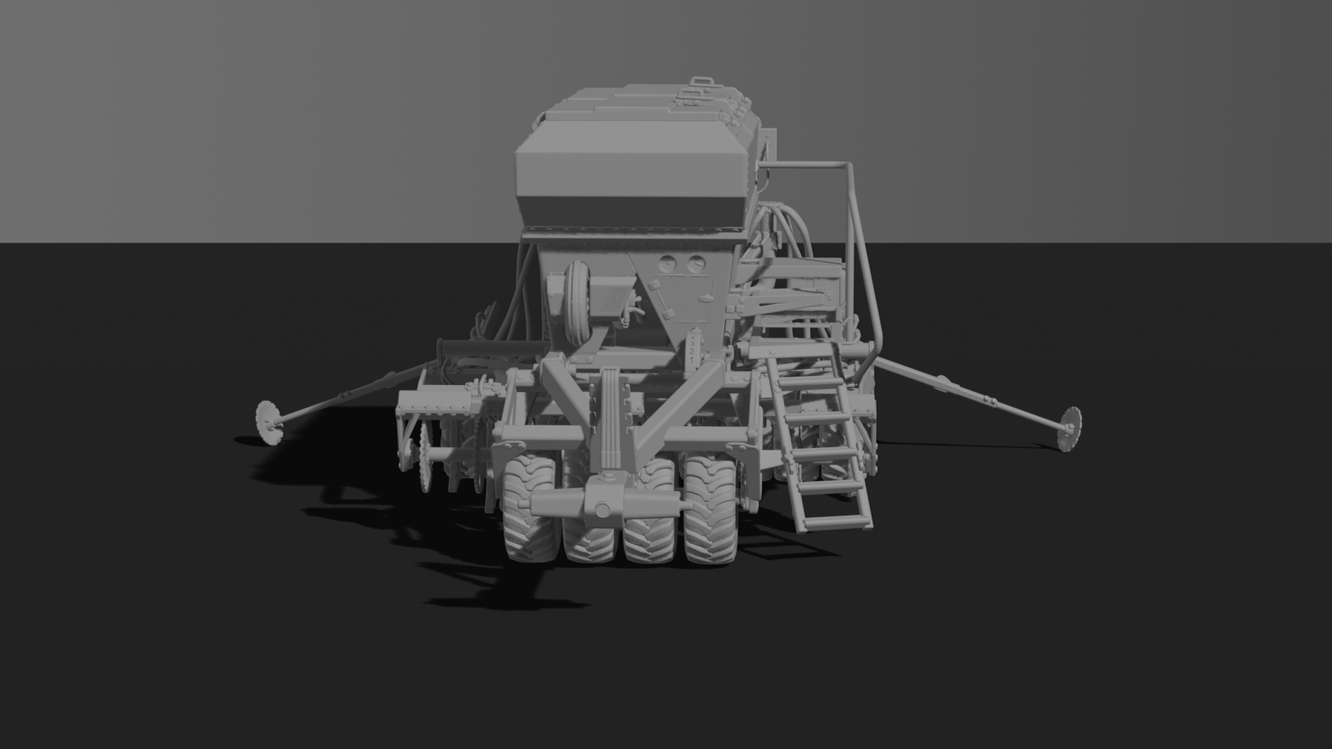Trailed Pneumatic Planter Seeder STL 3D Print Model