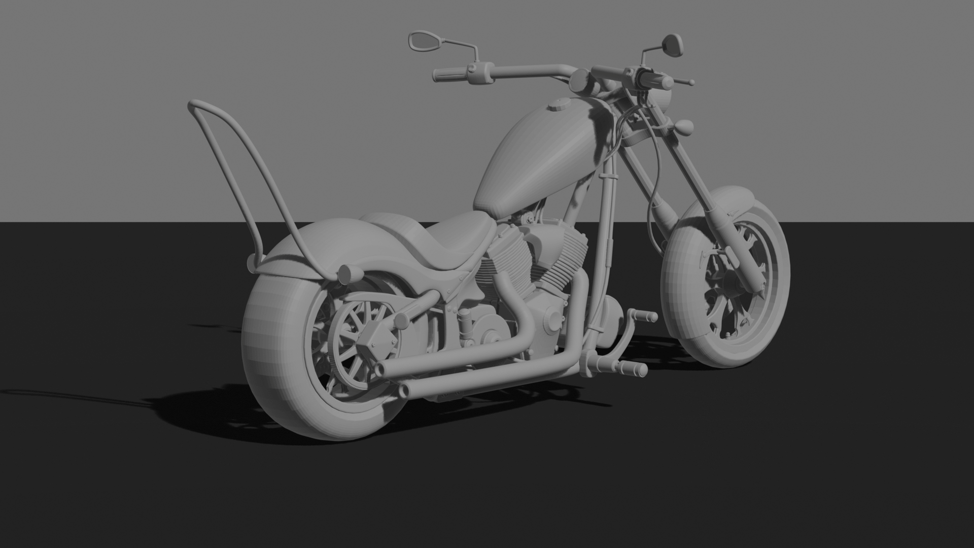 Big Dog Motorcycles Custom Chopper STL 3D Print Model