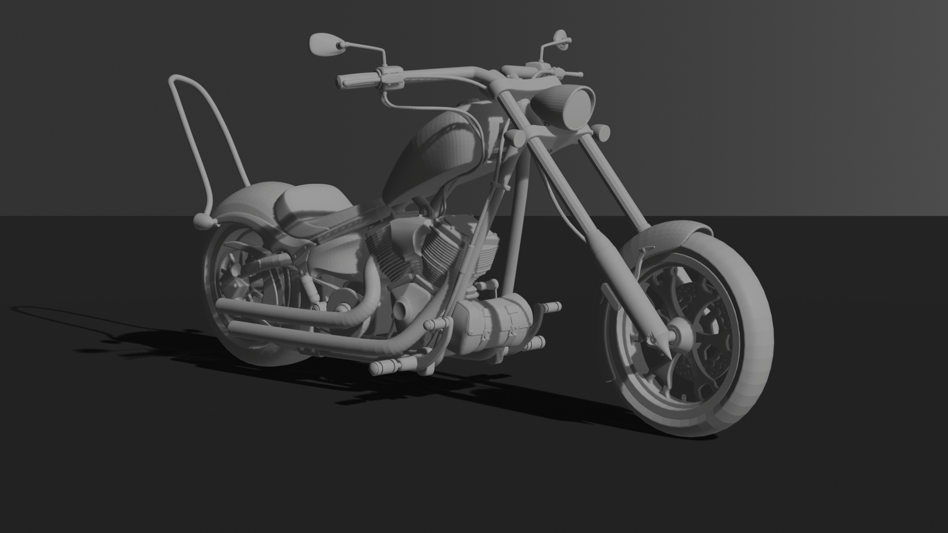 Big Dog Motorcycles Custom Chopper STL 3D Print Model