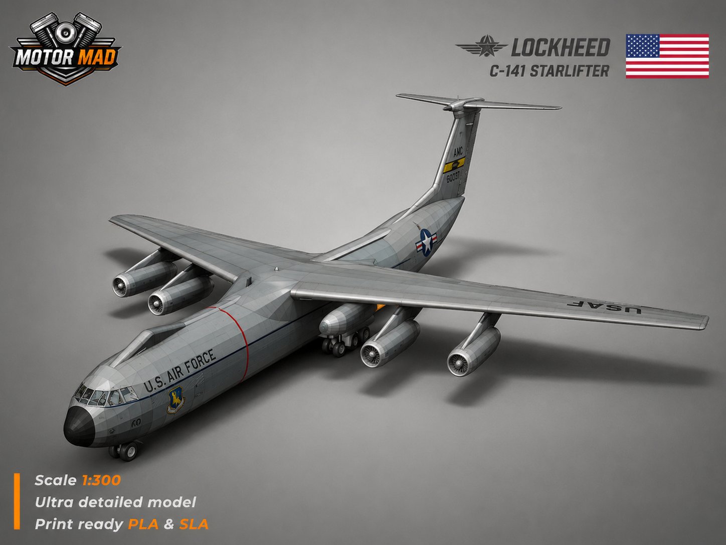 Lockheed C-141 Starlifter STL 3D Print Model
