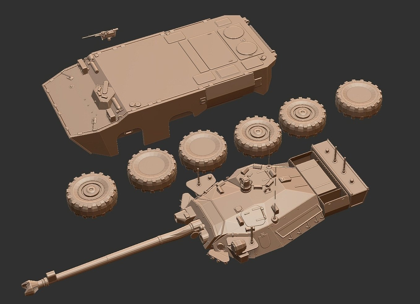 AMX-10 RCR Wheeled Tank Destroyer STL 3D Print Model